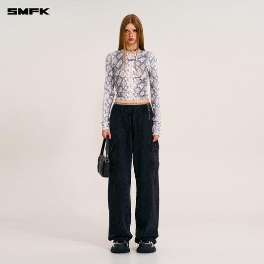 VINTAGE-SAFARI LOOSE SPORTS PANTS/FADE DYE Wilderness Black