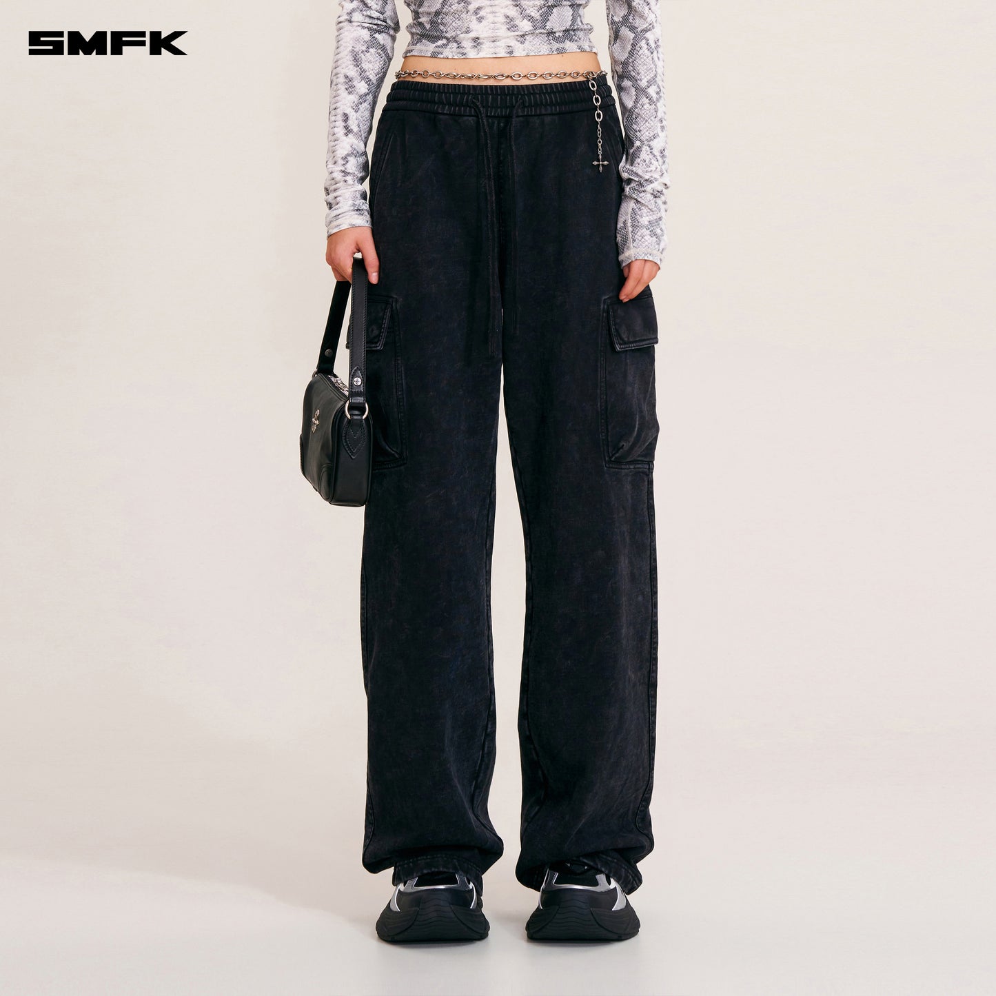 VINTAGE-SAFARI LOOSE SPORTS PANTS/FADE DYE Wilderness Black