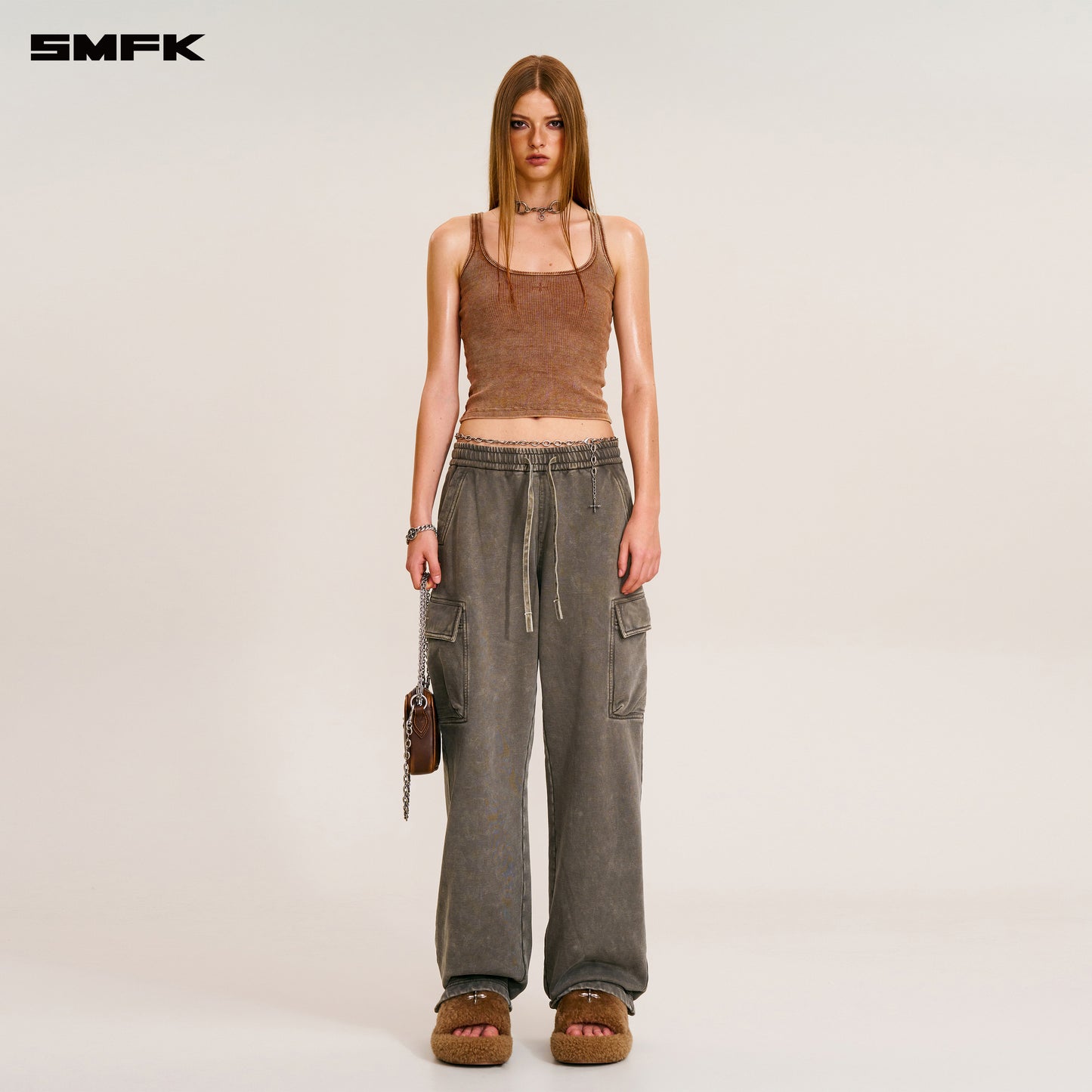 VINTAGE-SAFARI LOOSE SPORTS PANTS/FADE DYE Wild Brown