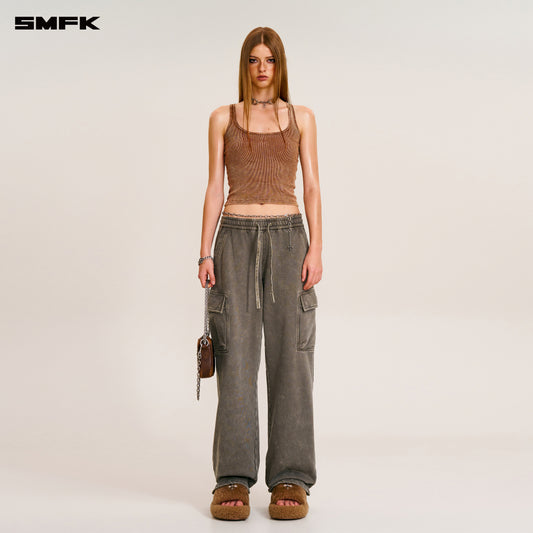 VINTAGE-SAFARI LOOSE SPORTS PANTS/FADE DYE Wild Brown