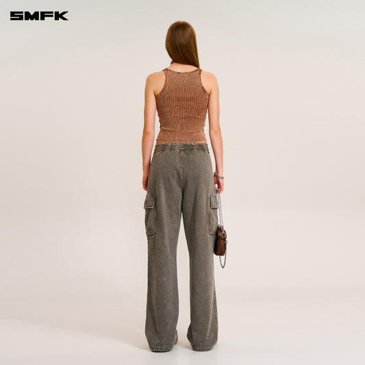 VINTAGE-SAFARI LOOSE SPORTS PANTS/FADE DYE Wild Brown