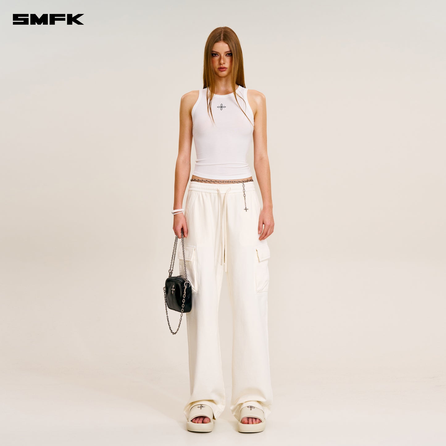 VINTAGE-SAFARI LOOSE SPORTS PANTS/FADE DYE Alpine White