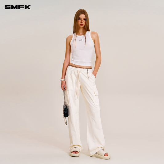 VINTAGE-SAFARI LOOSE SPORTS PANTS/FADE DYE Alpine White
