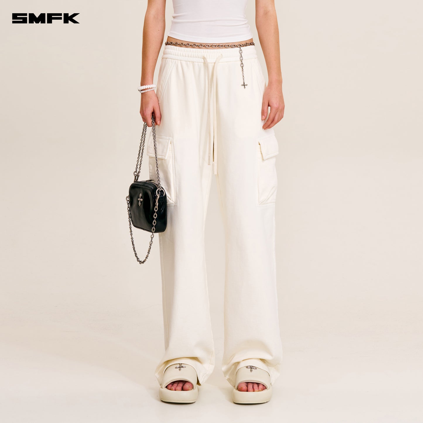 VINTAGE-SAFARI LOOSE SPORTS PANTS/FADE DYE Alpine White