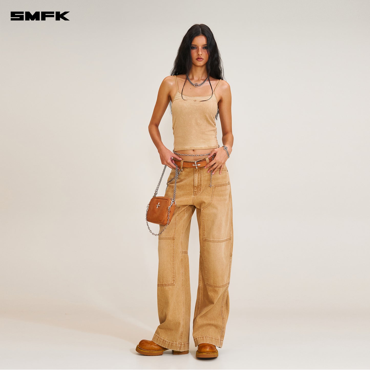 COMPASS RETRO Loose Cargo Pants Wild Cowboy Brown