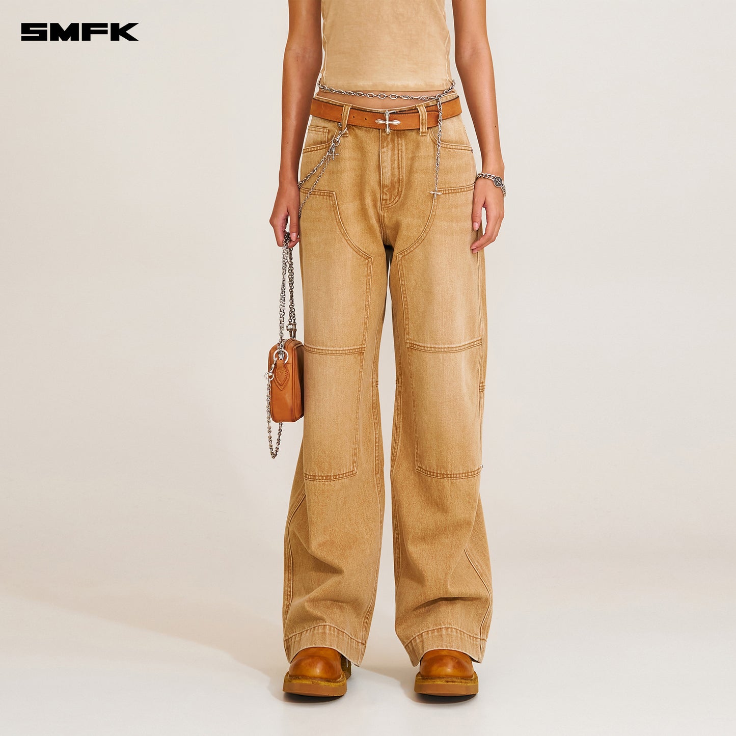 COMPASS RETRO Loose Cargo Pants Wild Cowboy Brown