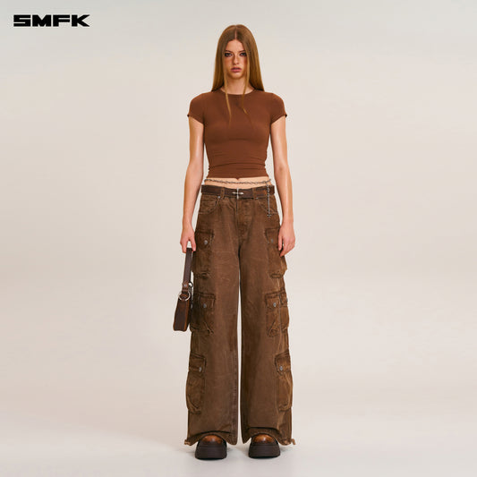 RAGE WILD ORIGIN HANDCRAFT DRIP DYED TOWER CARGO PANTS Shadow Brown