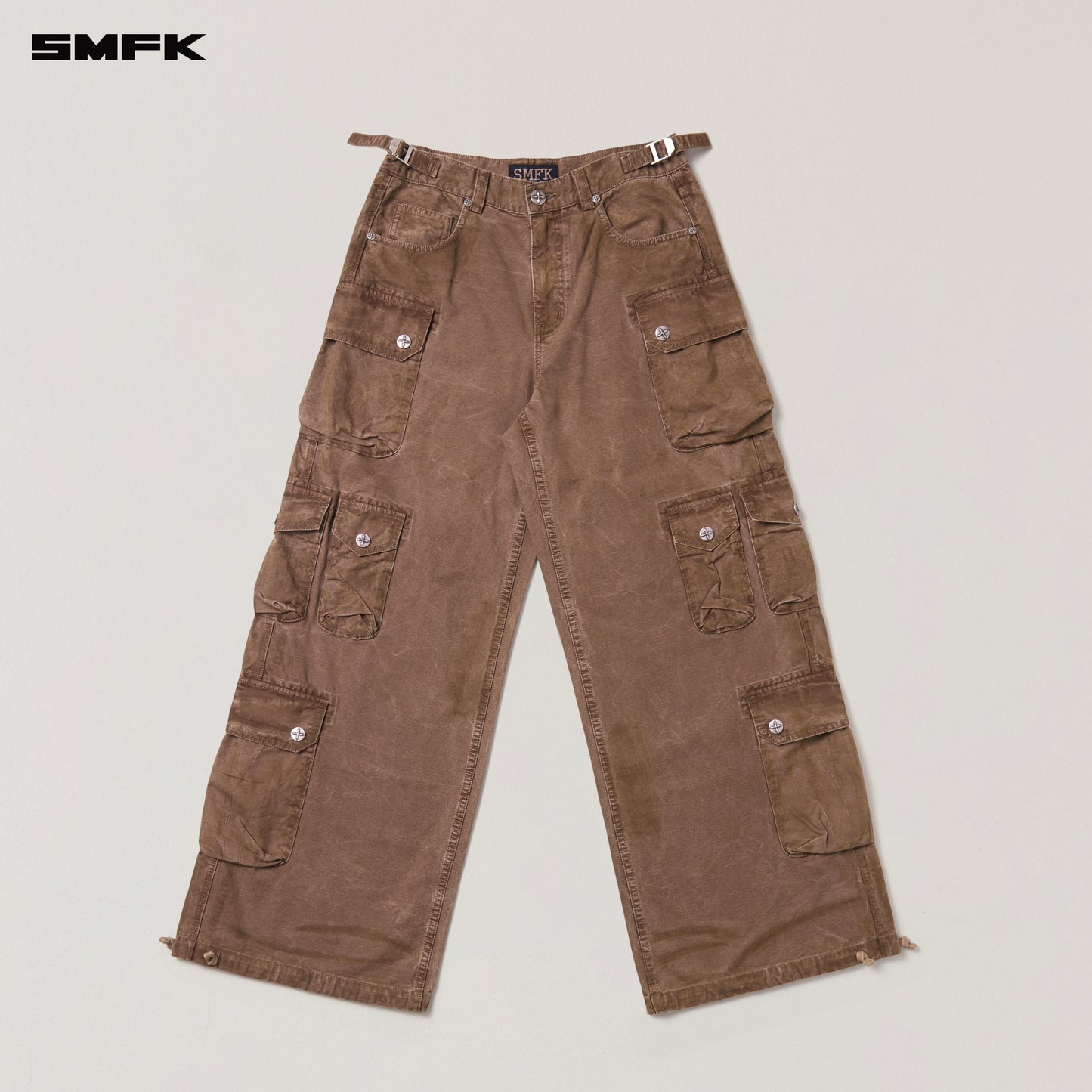 RAGE WILD ORIGIN HANDCRAFT DRIP DYED TOWER CARGO PANTS Shadow Brown