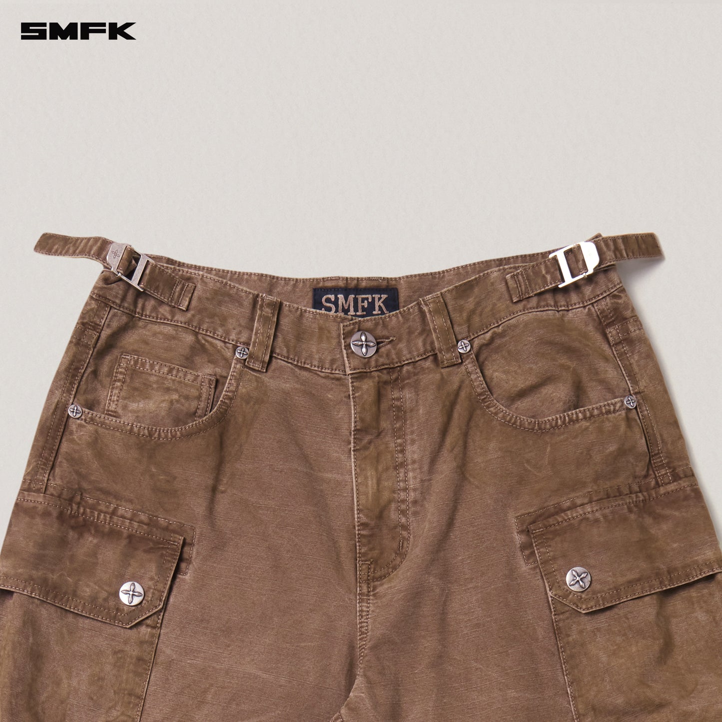 RAGE WILD ORIGIN HANDCRAFT DRIP DYED TOWER CARGO PANTS Shadow Brown