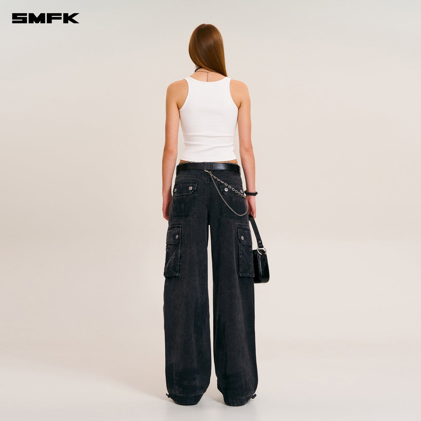 RAGE-WILD ORIGIN HANDCRAFT LOOSE STRAIGHT CARGO PANTS/GARMENT DYED Wilderness Black