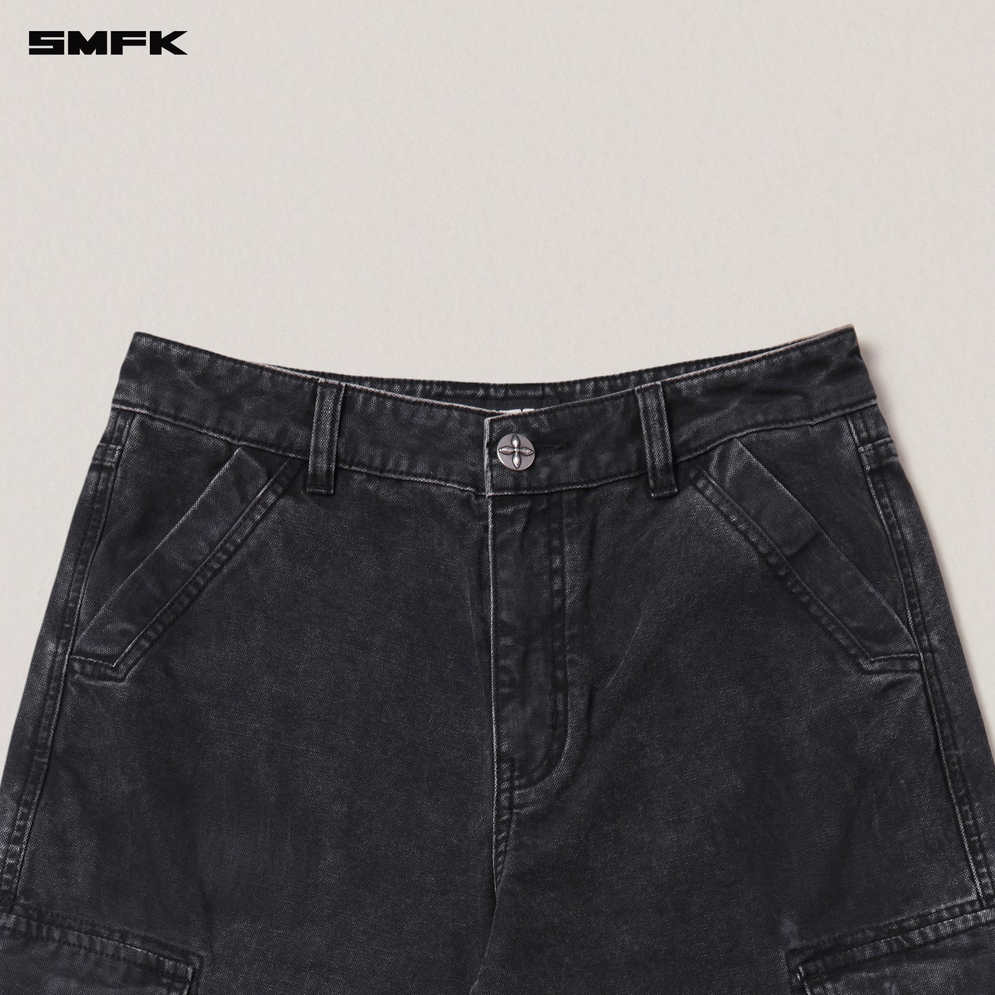 RAGE-WILD ORIGIN HANDCRAFT LOOSE STRAIGHT CARGO PANTS/GARMENT DYED Wilderness Black