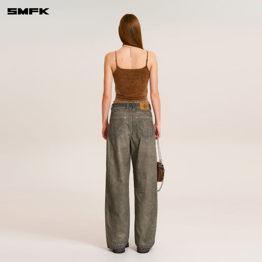 VINTAGE-STORM SPIRAL ARC CARGO PANTS/FADE DYE Wild Brown