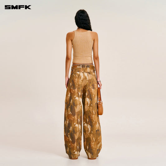 VINTAGE-STORM SPIRAL ARC CARGO PANTS/FADE DYE Chinese Ink Camouflage