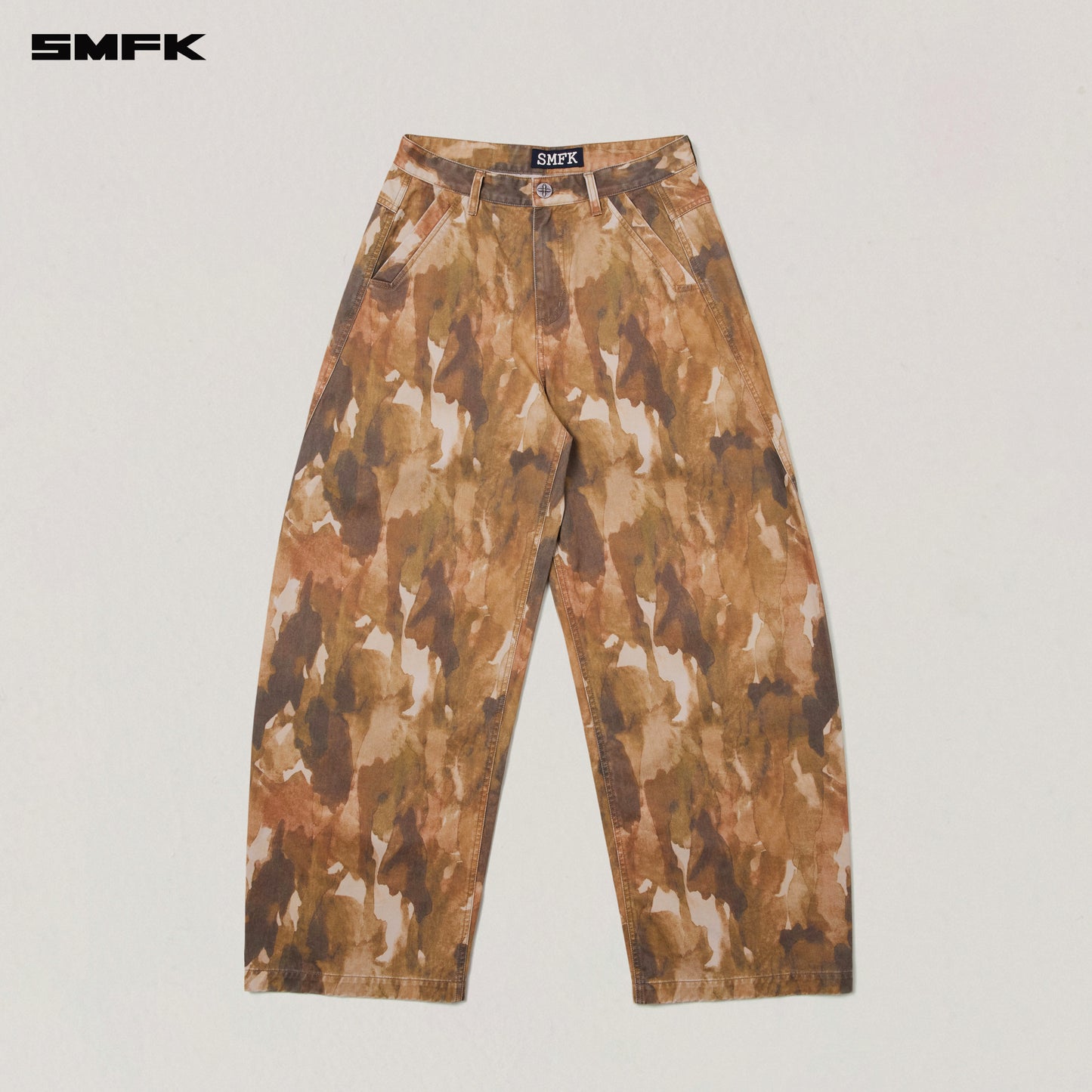 VINTAGE-STORM SPIRAL ARC CARGO PANTS/FADE DYE Chinese Ink Camouflage