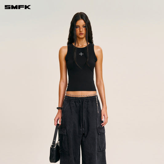 VINTAGE-STORM LOOSE SPORTS CARGO PANTS/FADE DYE Wilderness Black