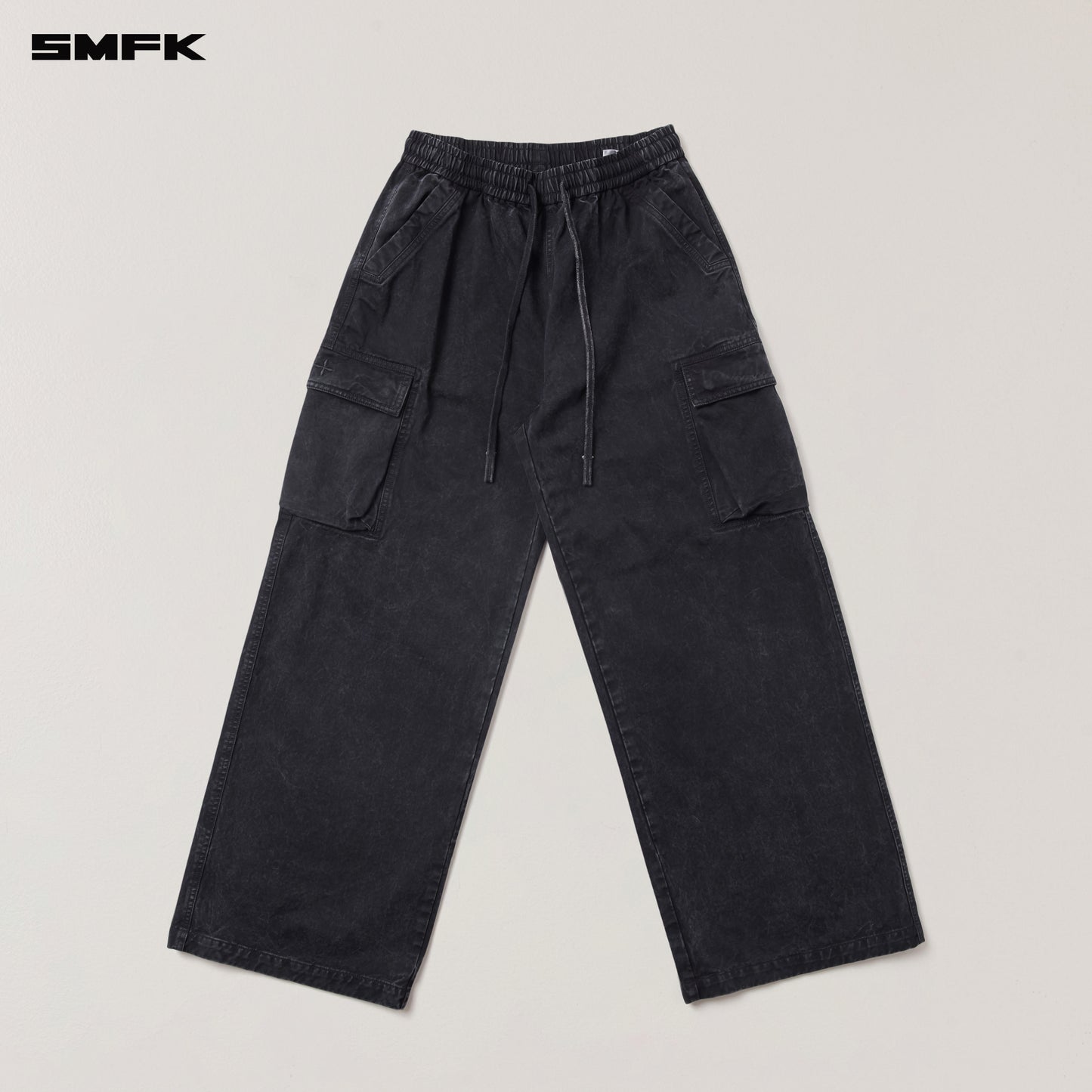 VINTAGE-STORM LOOSE SPORTS CARGO PANTS/FADE DYE Wilderness Black