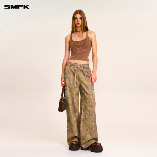 VINTAGE-STORM LOOSE SPORTS CARGO PANTS/FADE DYE Hurricane  Camouflage