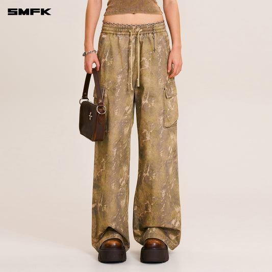 VINTAGE-STORM LOOSE SPORTS CARGO PANTS/FADE DYE Hurricane  Camouflage