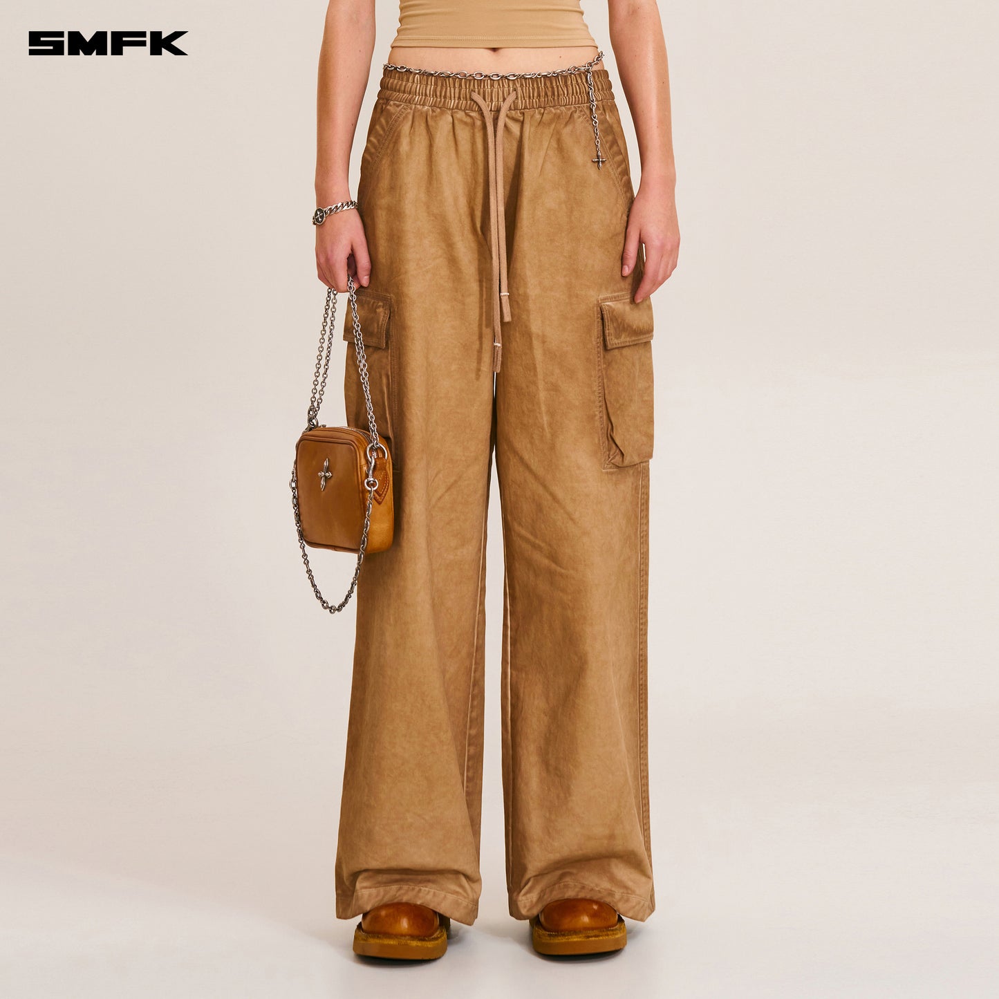 VINTAGE-STORM LOOSE SPORTS CARGO PANTS/FADE DYE Fading Desert