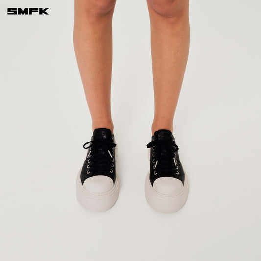 COMPASS METEOR ROVE Leather Sneakers Black & White