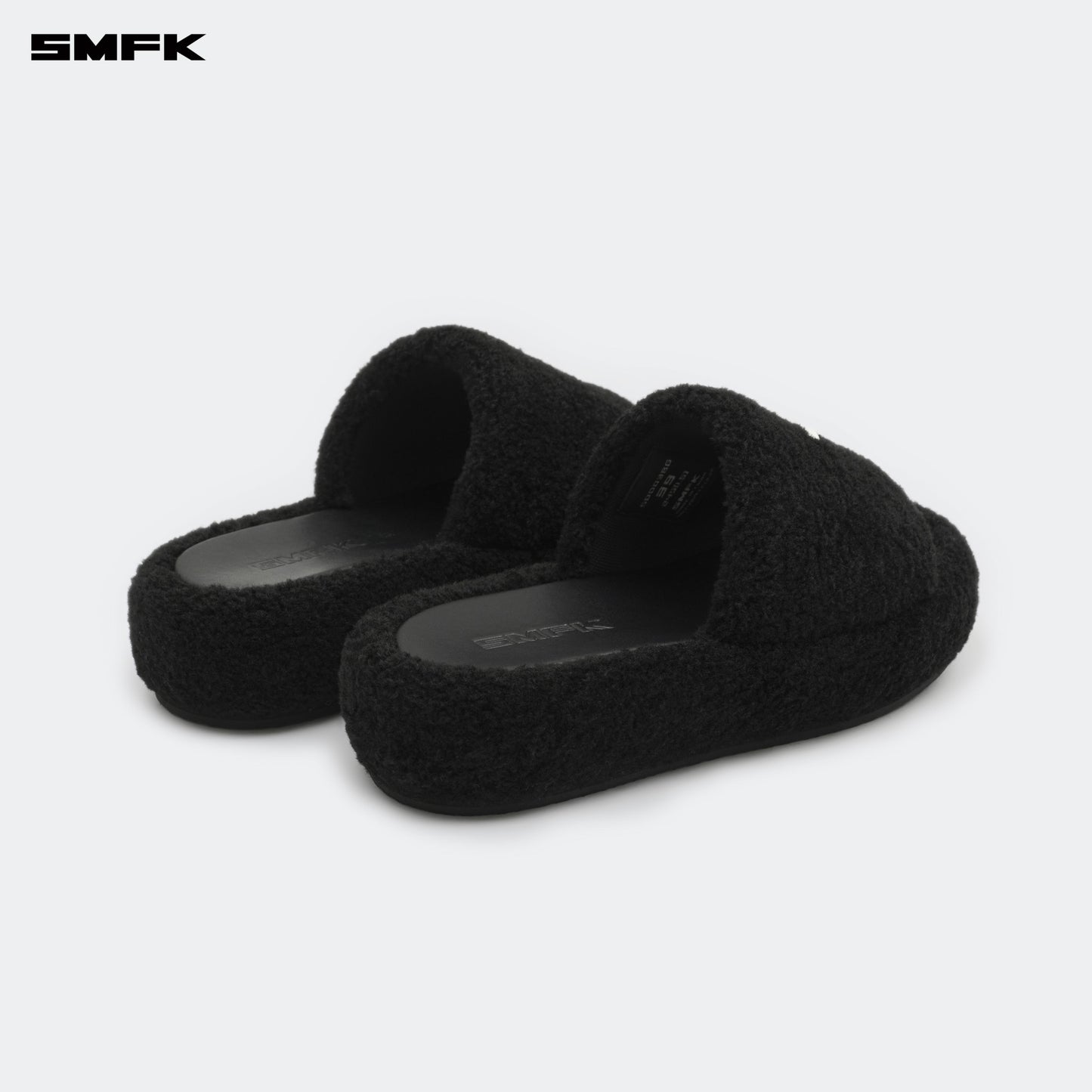 COMPASS WOOLLY Classic Furry Sandals Graphite Black