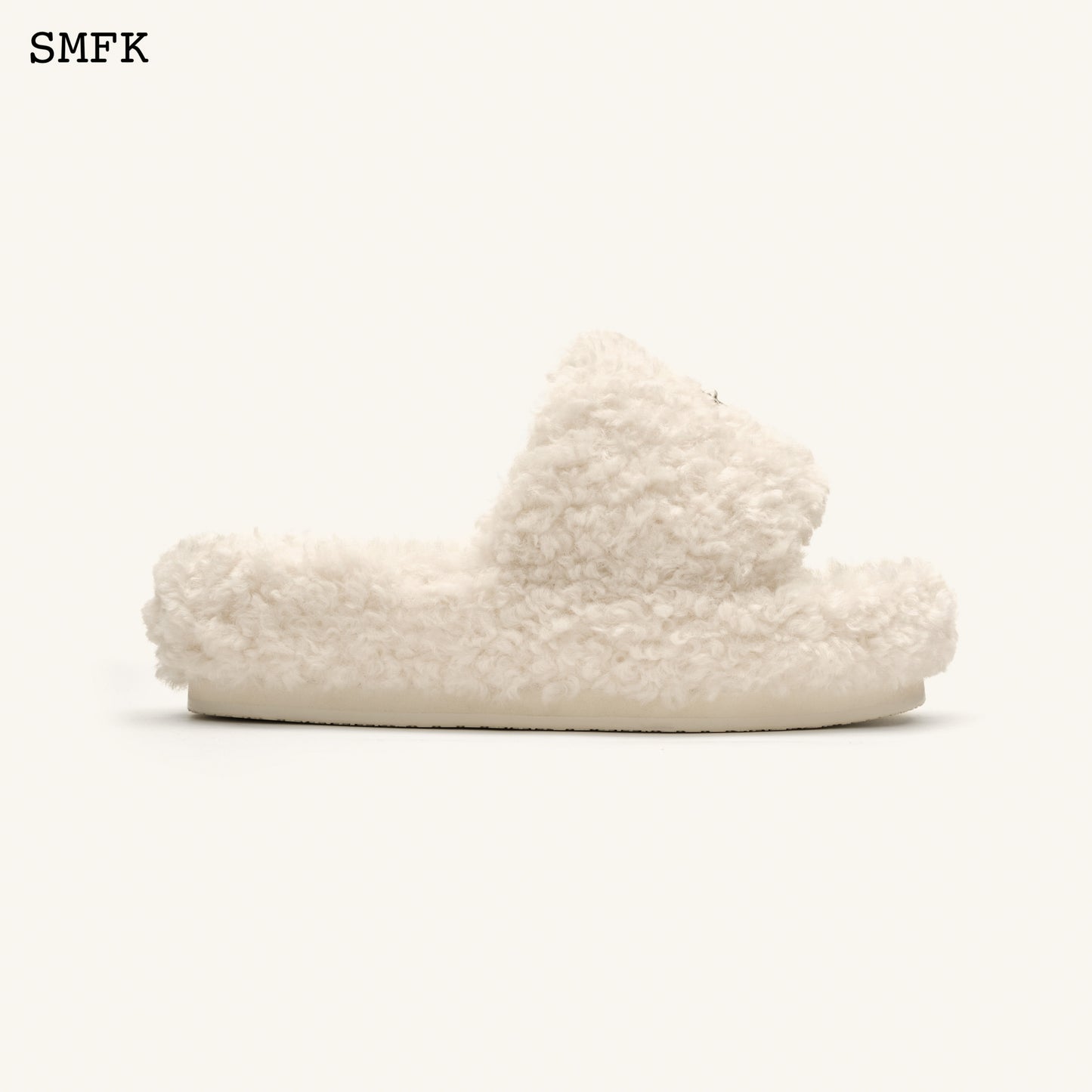 COMPASS WOOLLY White Velvet Furry Sandals Velvet White