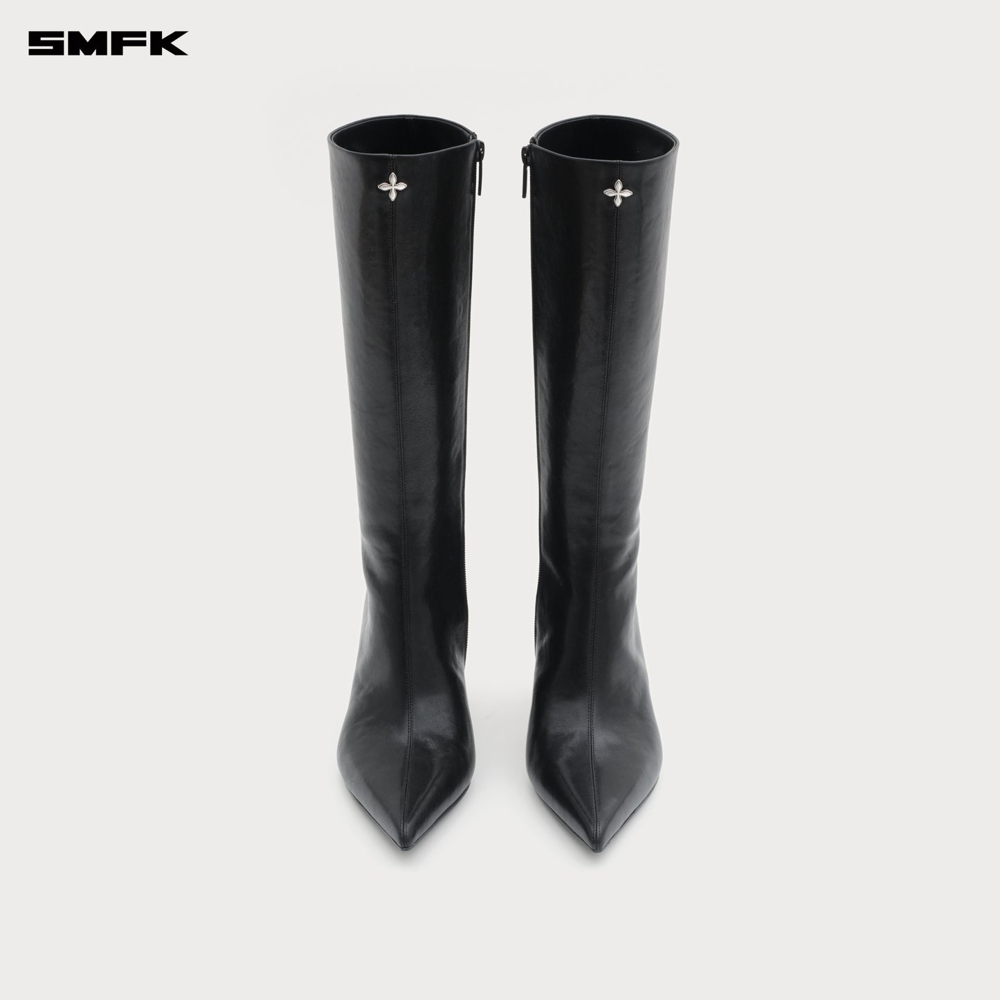 COMPASS RIVET Classic Leather High-heeled Boots Wilderness Black