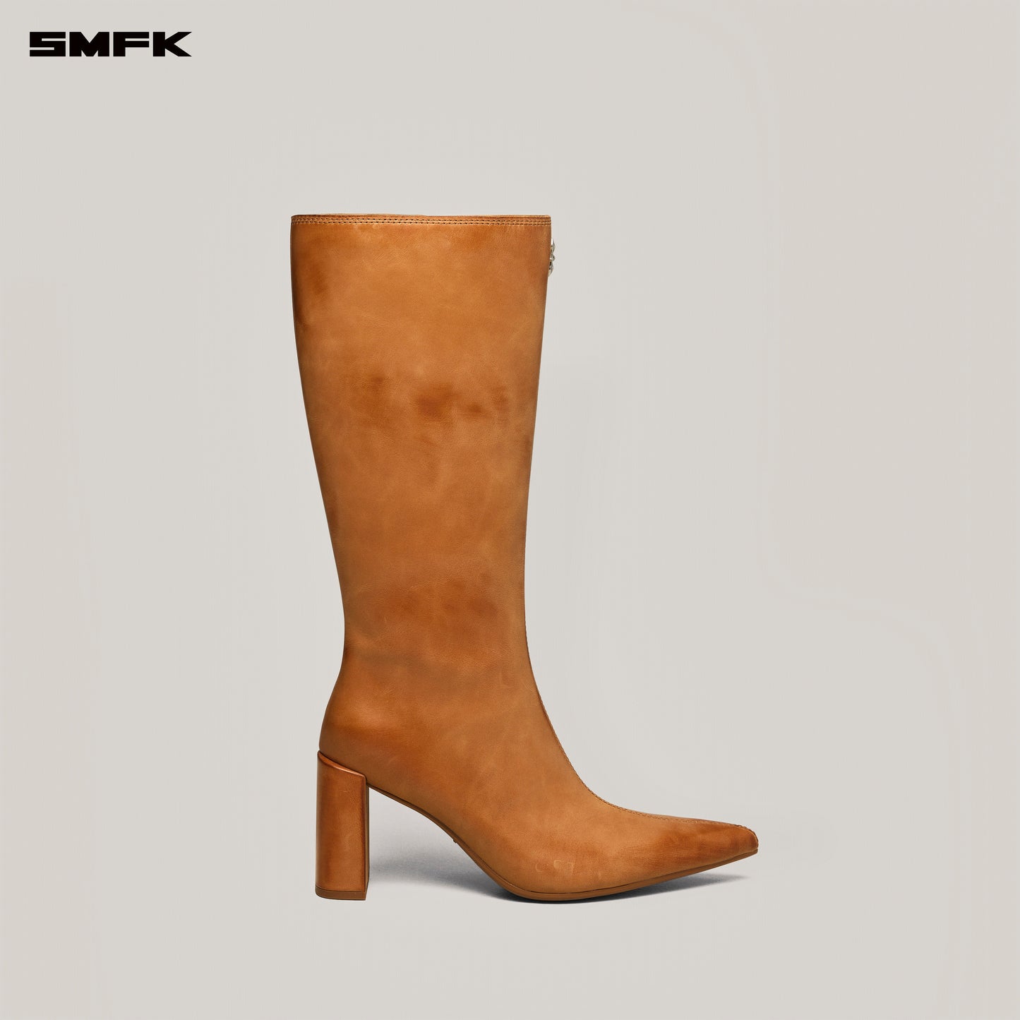 COMPASS BADGE Sword Leather High Heel Boots Caramel Patina