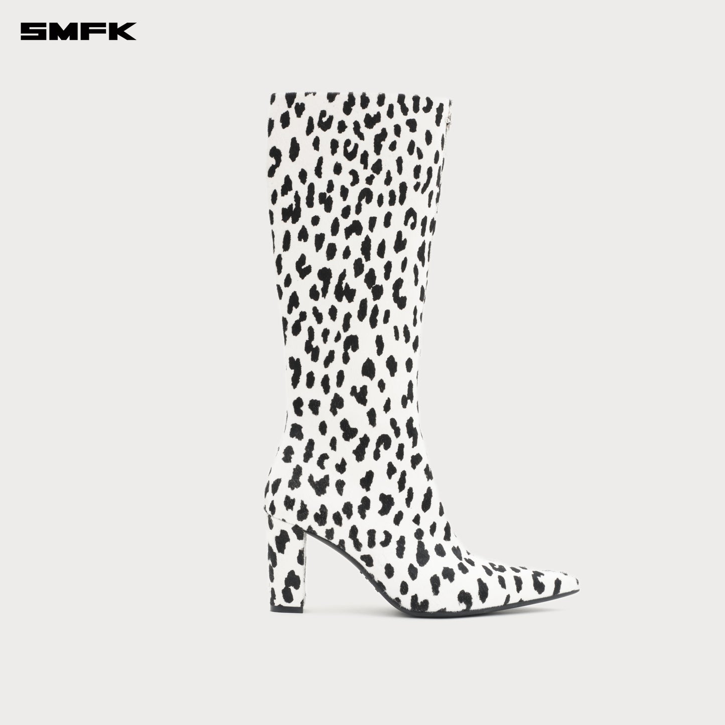 COMPASS RIVET Classic Fur High-heeled Boots Snow Leopard