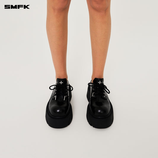 FUTURE MIRAGE High Heeled Leather Derbies Wilderness Black