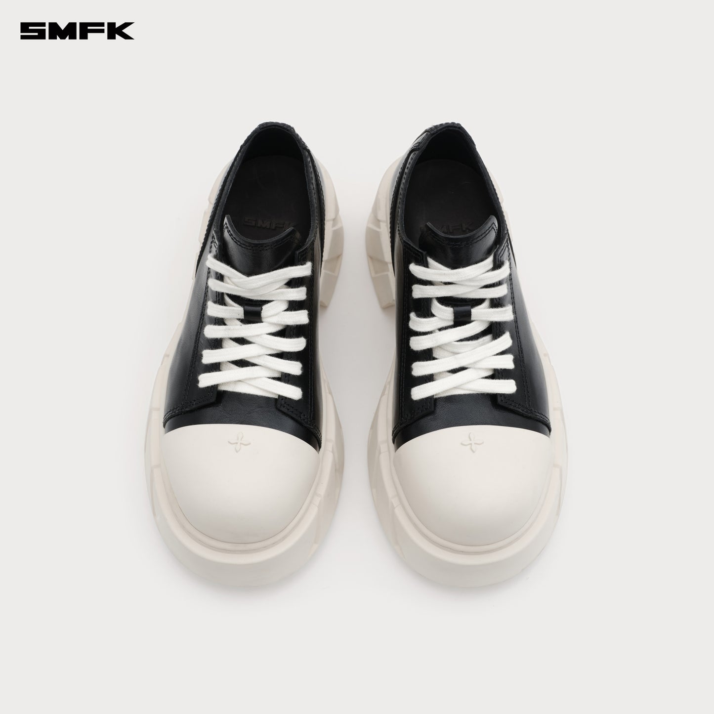 FUTURE MIRAGE High Heeled Leather Sneakers Black & White