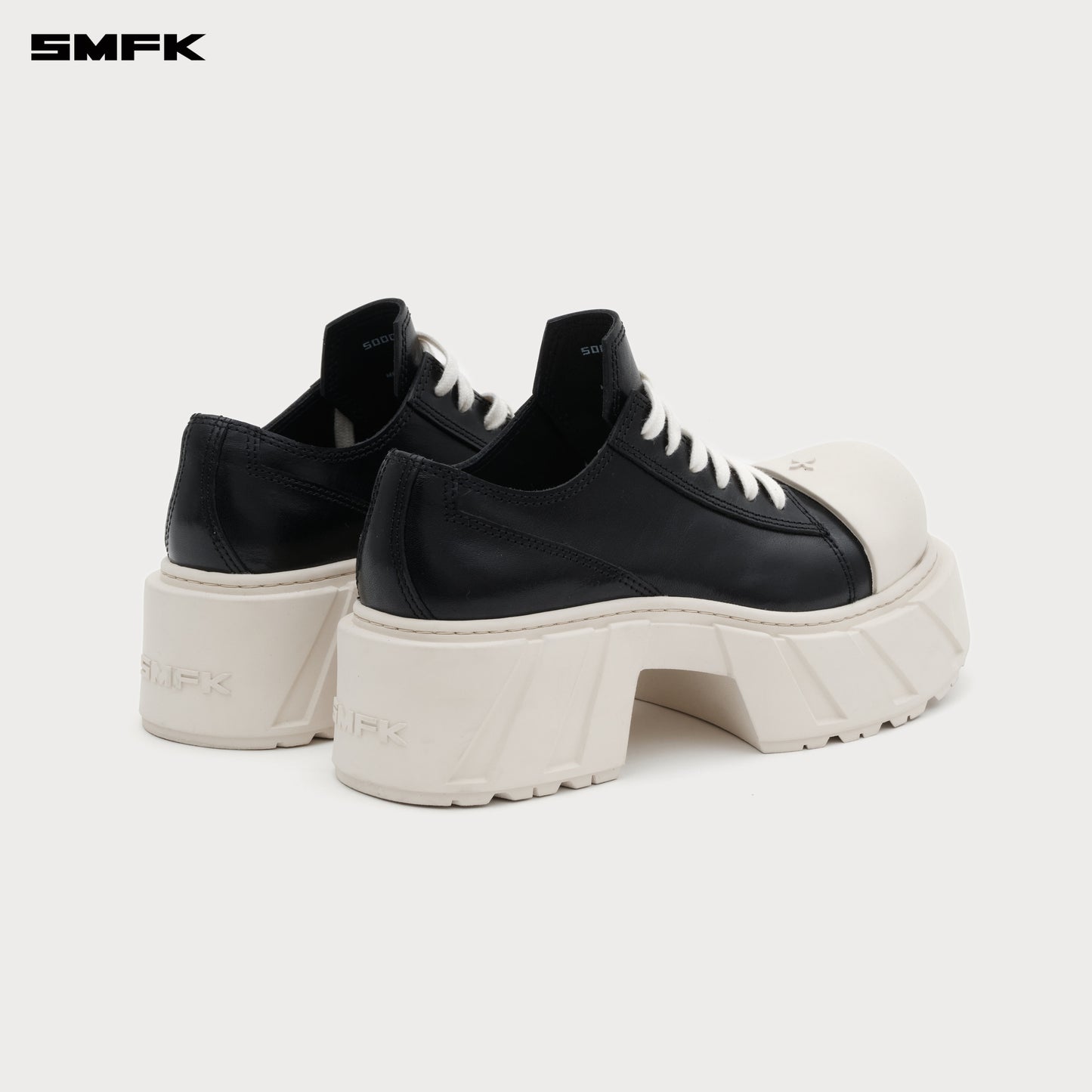 FUTURE MIRAGE High Heeled Leather Sneakers Black & White