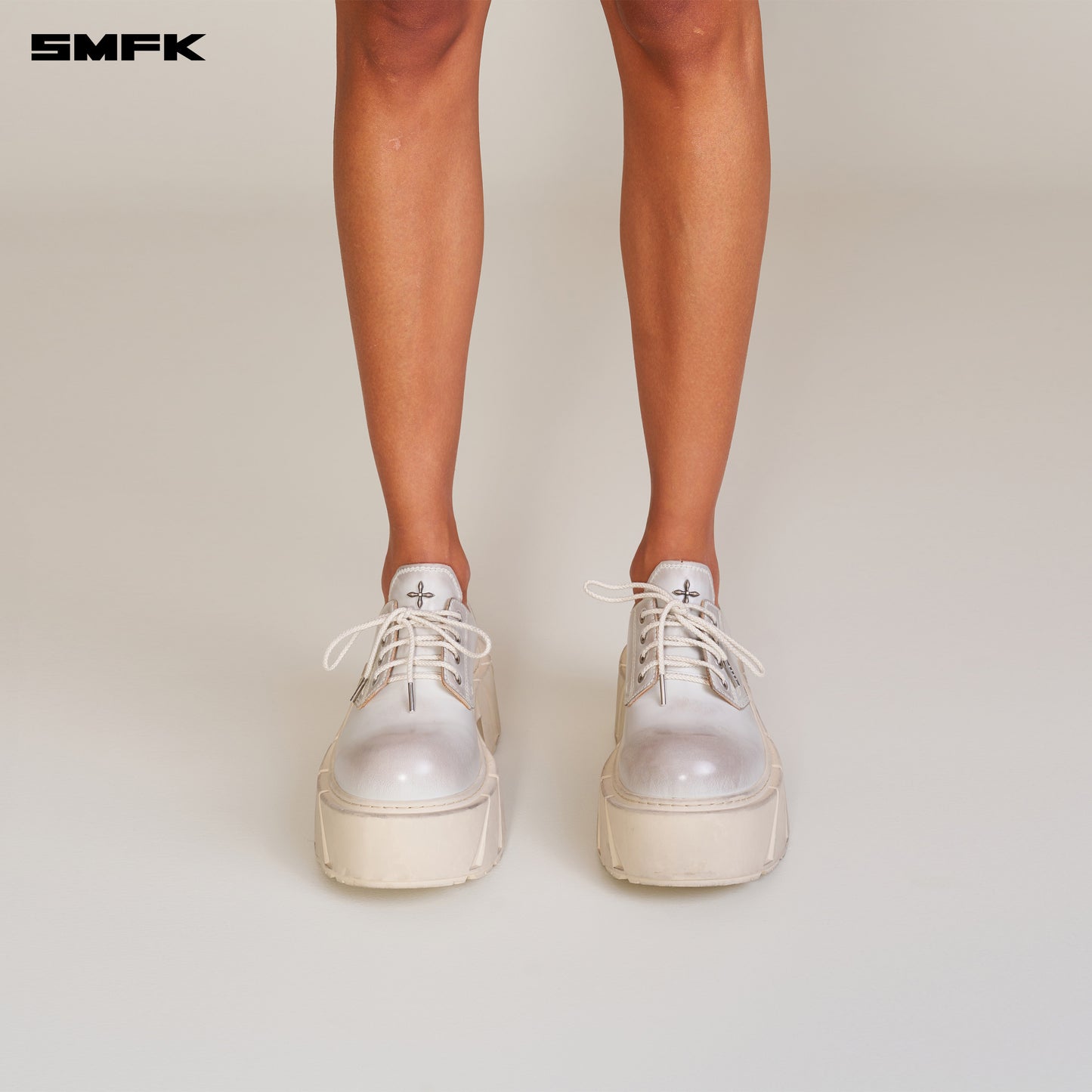 FUTURE MIRAGE Leather High Heel Derby Alpine White