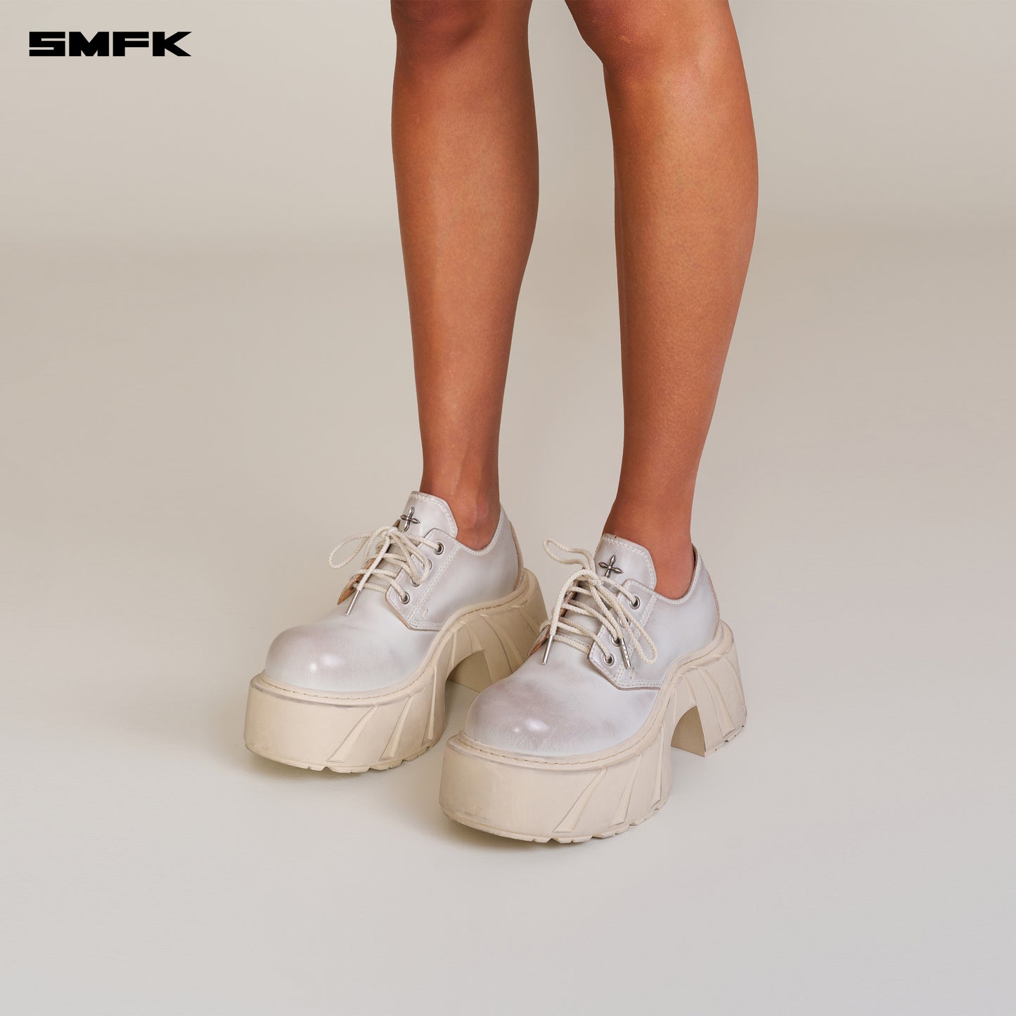 FUTURE MIRAGE Leather High Heel Derby Alpine White