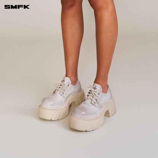 FUTURE MIRAGE Leather High Heel Derby Alpine White