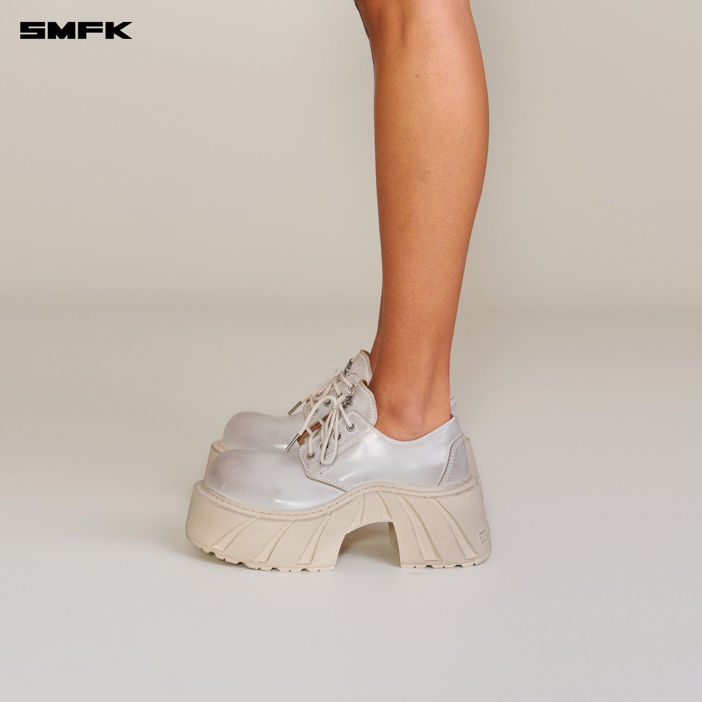 FUTURE MIRAGE Leather High Heel Derby Alpine White