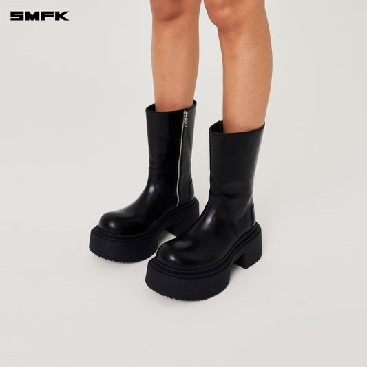 COMPASS MODE Statue Leather Riding Boots Wilderness Black