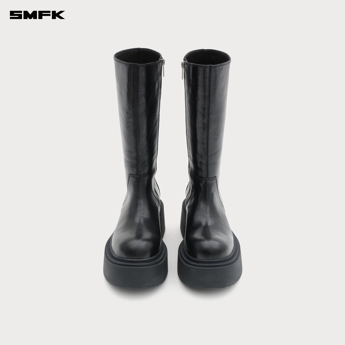 COMPASS MODE Statue Leather High Riding Boots Wilderness Black