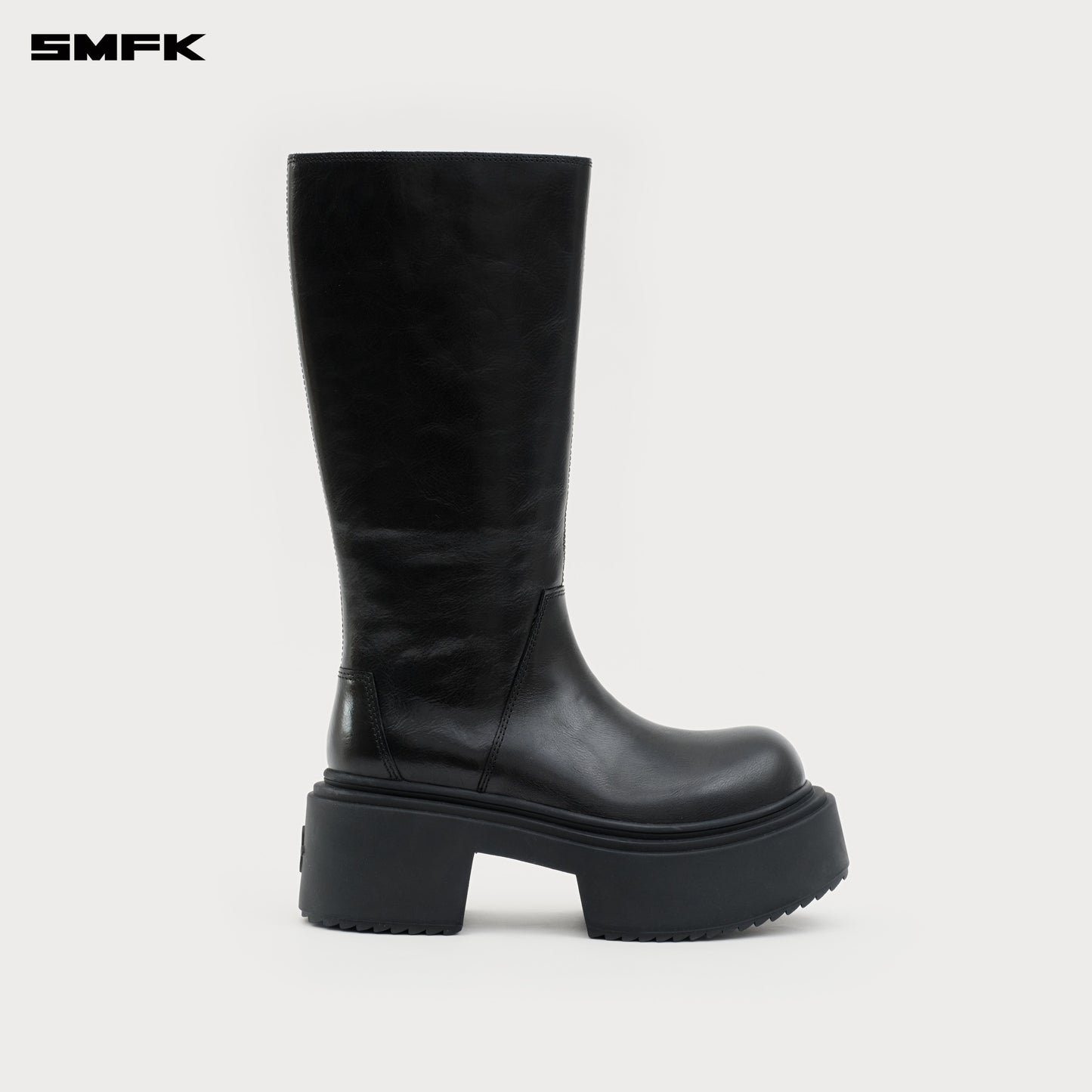 COMPASS MODE Statue Leather High Riding Boots Wilderness Black