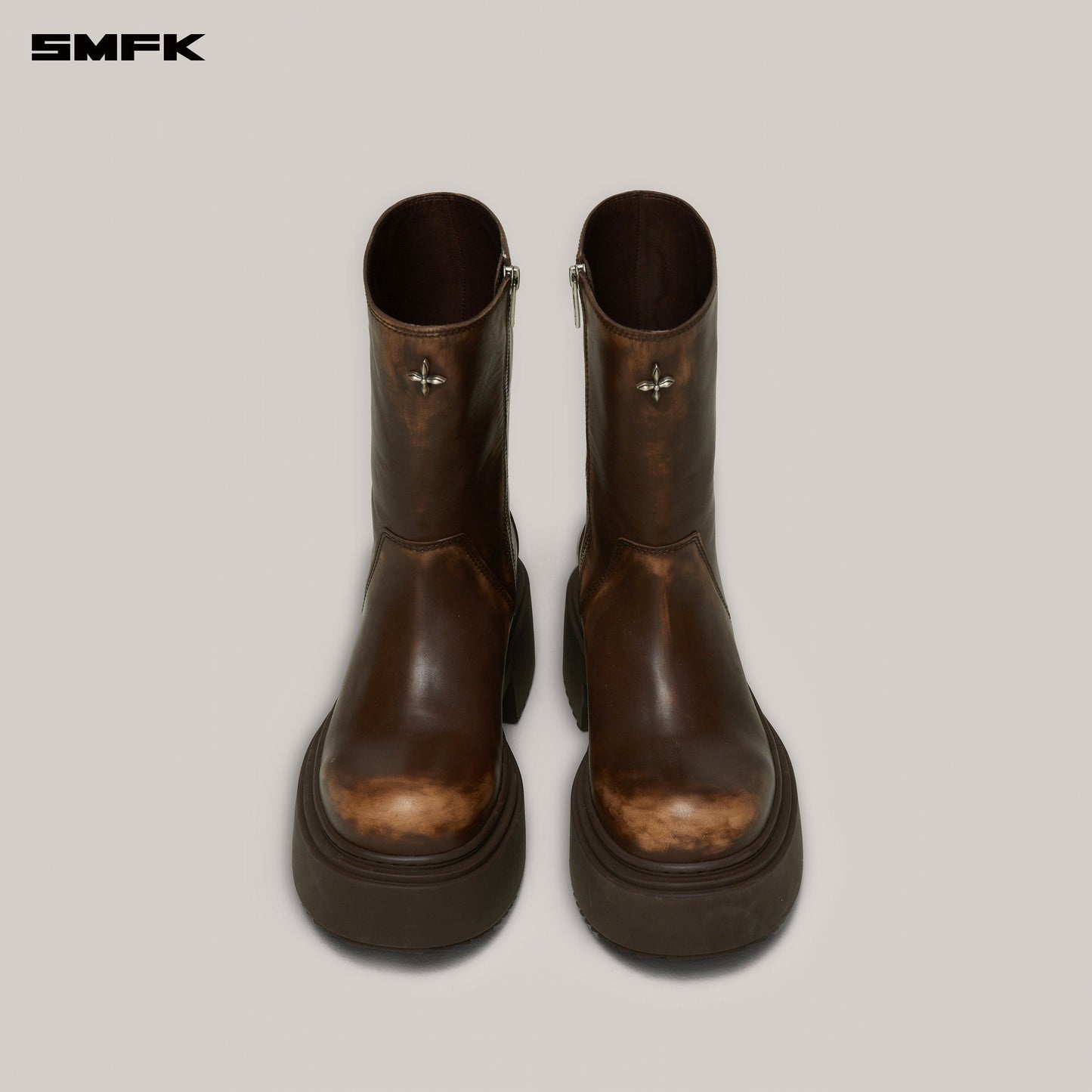 COMPASS Mode Leather Riding Boots：Patina Wild Horse Brown Patina