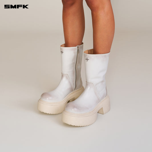 COMPASS Mode Leather Riding Boots Alpine White