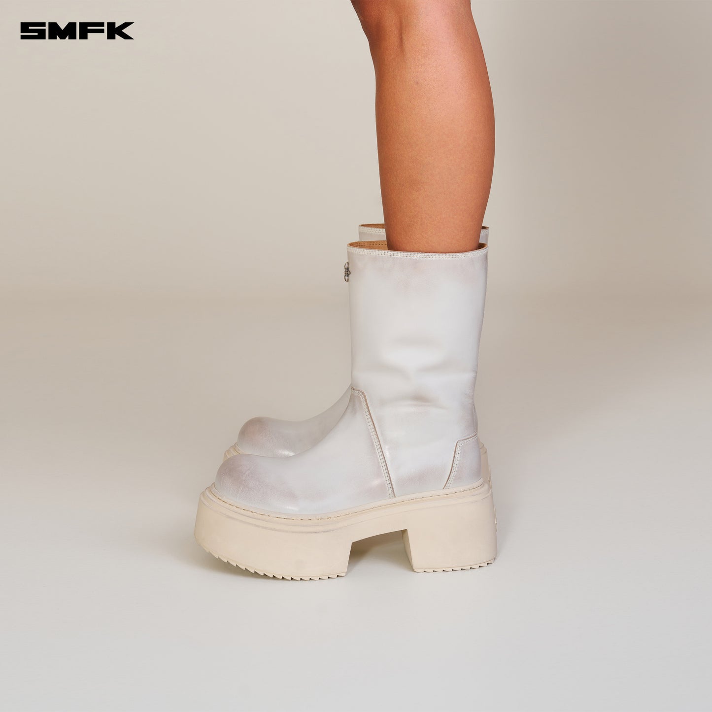 COMPASS Mode Leather Riding Boots Alpine White