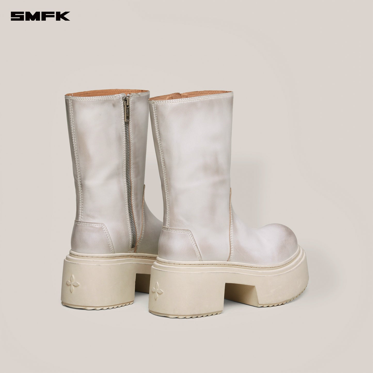 COMPASS Mode Leather Riding Boots Alpine White