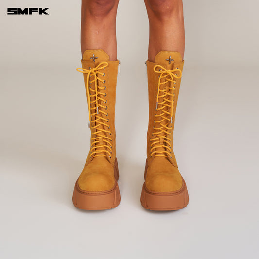 FUTURE MIRAGE Leather Rider High Boots Ginger