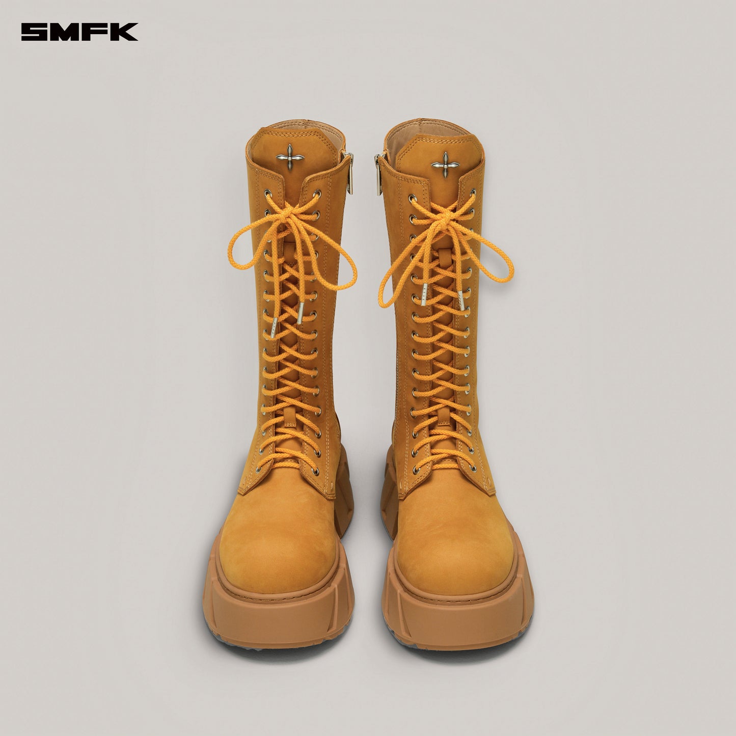FUTURE MIRAGE Leather Rider High Boots Ginger