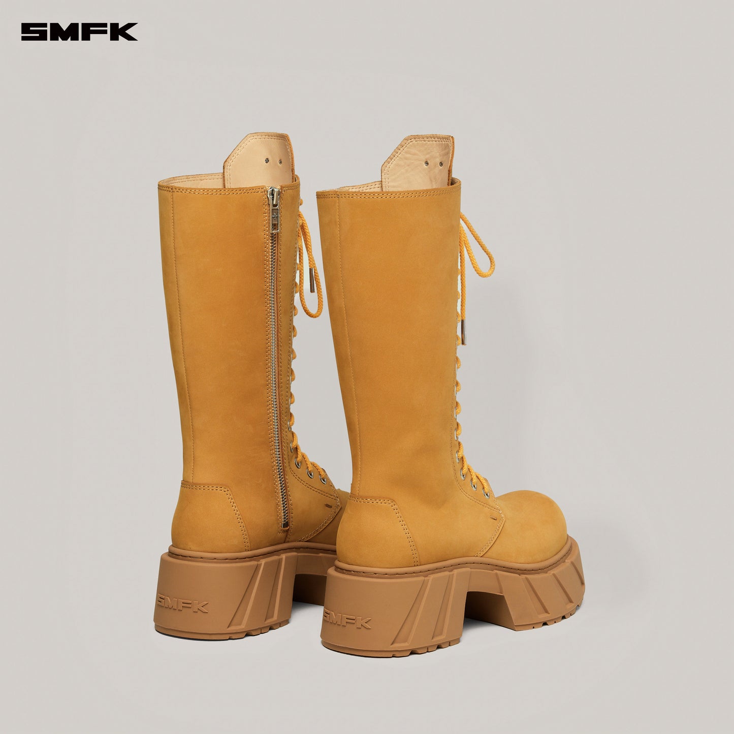 FUTURE MIRAGE Leather Rider High Boots Ginger