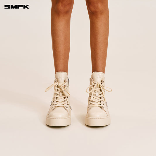 COMPASS ORIGIN LEATHER SNEAKER HIGH Alpine White