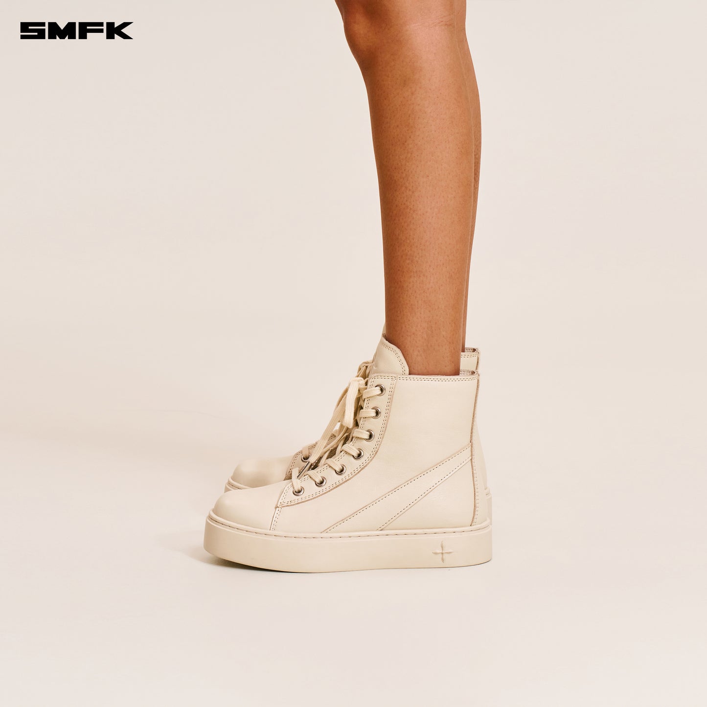 COMPASS ORIGIN LEATHER SNEAKER HIGH Alpine White
