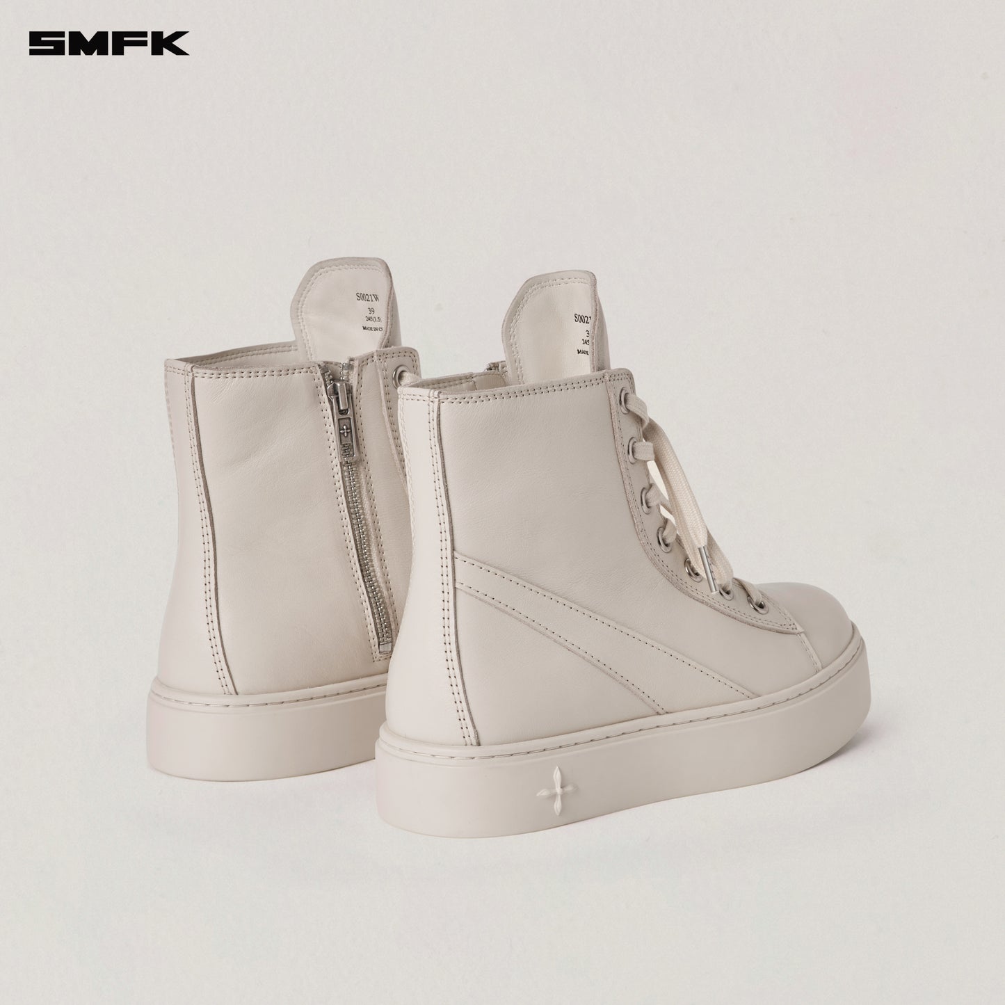 COMPASS ORIGIN LEATHER SNEAKER HIGH Alpine White
