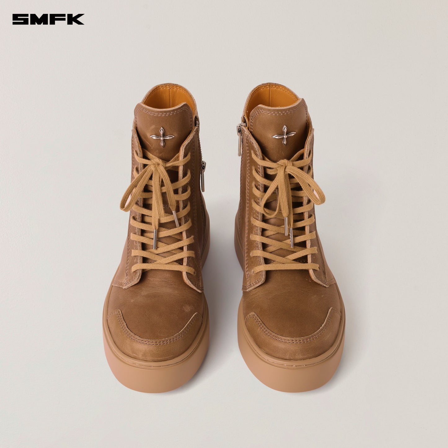 COMPASS RUSH Leather Sneaker/High Wild Horse Brown